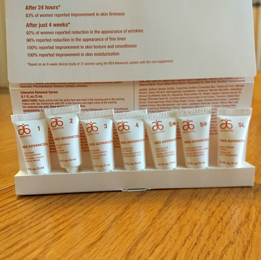 Arbonne RE9 skin care sampler NEW